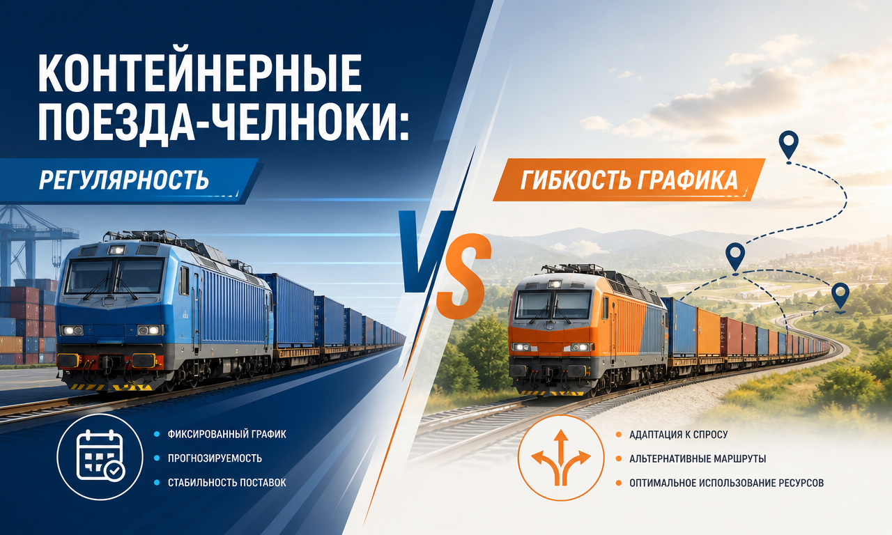 Контейнерные поезда-челноки: регулярность vs гибкость графика