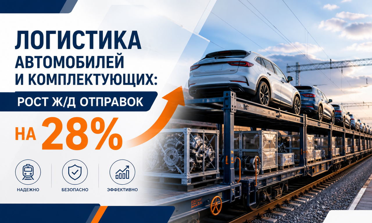 Логистика автомобилей и комплектующих: рост ж/д отправок на 28%