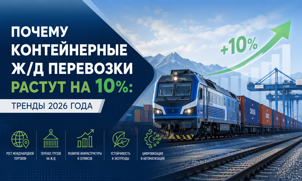 Почему контейнерные ж/д перевозки растут на 10%: тренды 2026 года